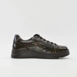 ZAPATO CASUAL MUJER PLANO FLUCHOS POMPASF1666 CHAROL OLIVA