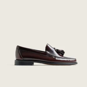 ZAPATO MOCASIN HOMBRE COSIDO A MANO BURDEOS BORLAS 801 SUELA DE CUERO