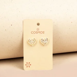 Aretes color dorado en corazón con perlas 106360