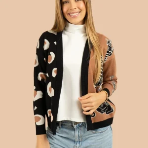 Saco tejido color negro con diseño de tigre 106684