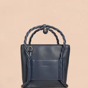 Bolso manos libres color azul con asas trenzadas 106789