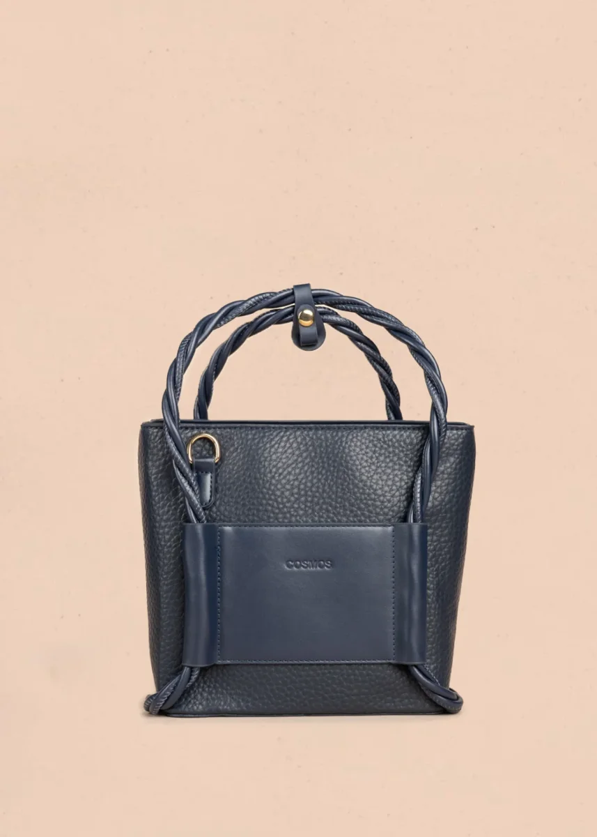 Bolso manos libres color azul con asas trenzadas 106789