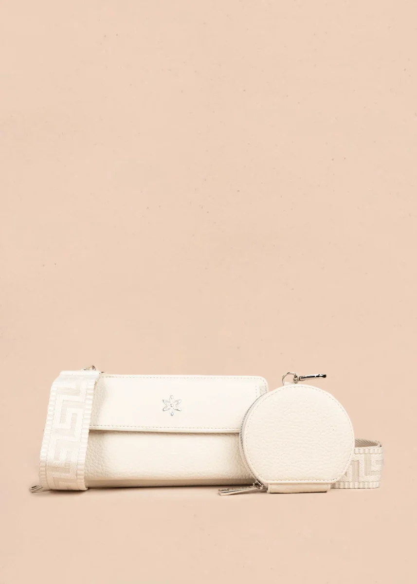 Porta celular con monedero circular color beige 106848