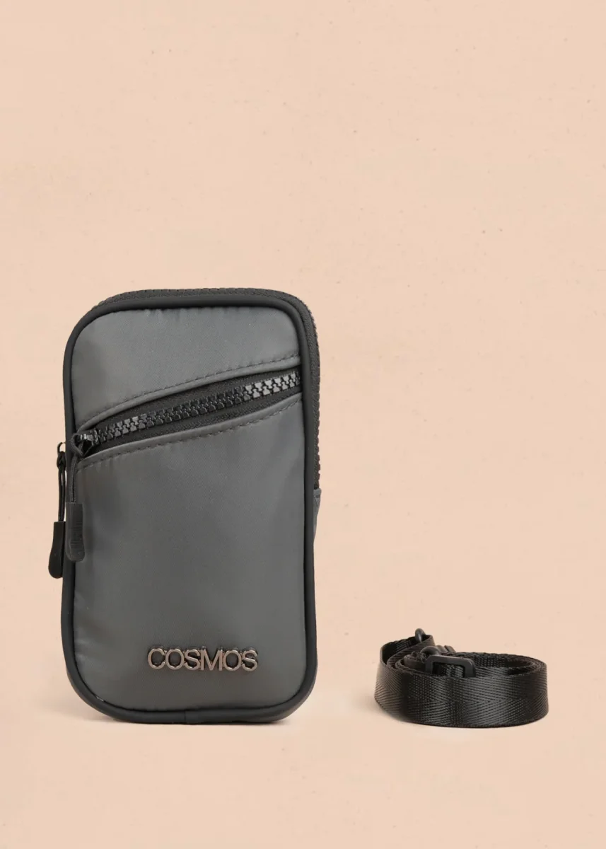 Porta celular color gris con bolsillo delantero 106969