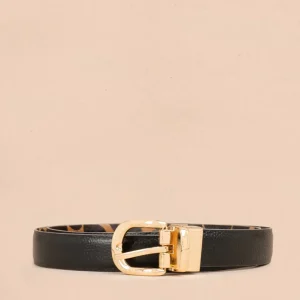 Cinturón de cuero doble faz animal print negro color negro  107061