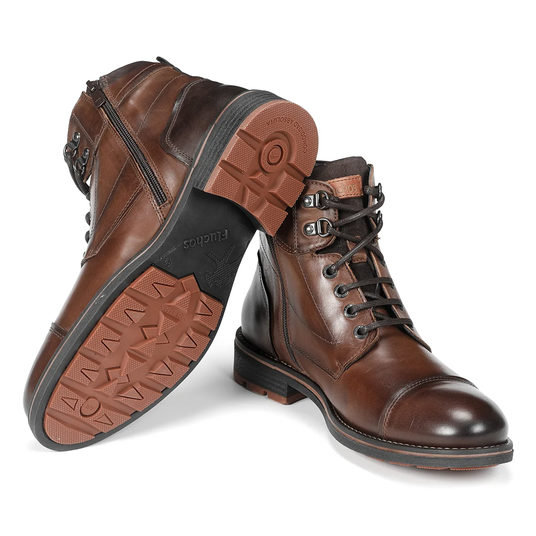 BOTA HOMBRE MARRON FLUCHOS CON CORDONES Y CREMALLERA F1342 TERRY HABANA CAMEL - Imagen 5
