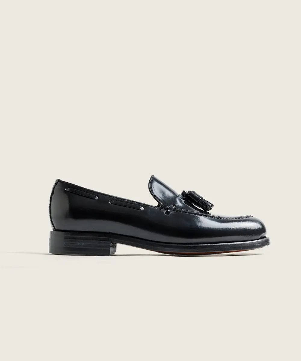 ZAPATO MOCASIN HOMBRE BORLAS 3003 TASSEL FLORENTIC NEGRO SUELA DE CUERO