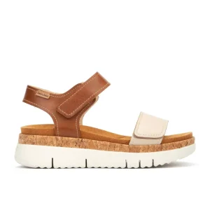 SANDALIA CON VELCRO BICOLOR MARFIL Y CUERO PLANTILLA EXTRAIBLE PIKOLINOS W4N-0940C1