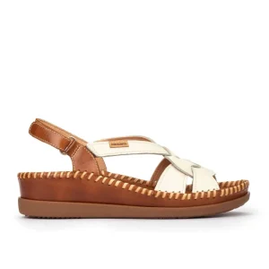 SANDALIA PLANA DE PIEL TRENZADA COLOR BLANCO ROTO PIKOLINOS W8K-1839C2 NATA