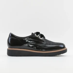 ZAPATO CASUAL MUJER PITILLOS CORDON PLANTILLA EXTRAIBLE 11555 CHAROL NEGRO