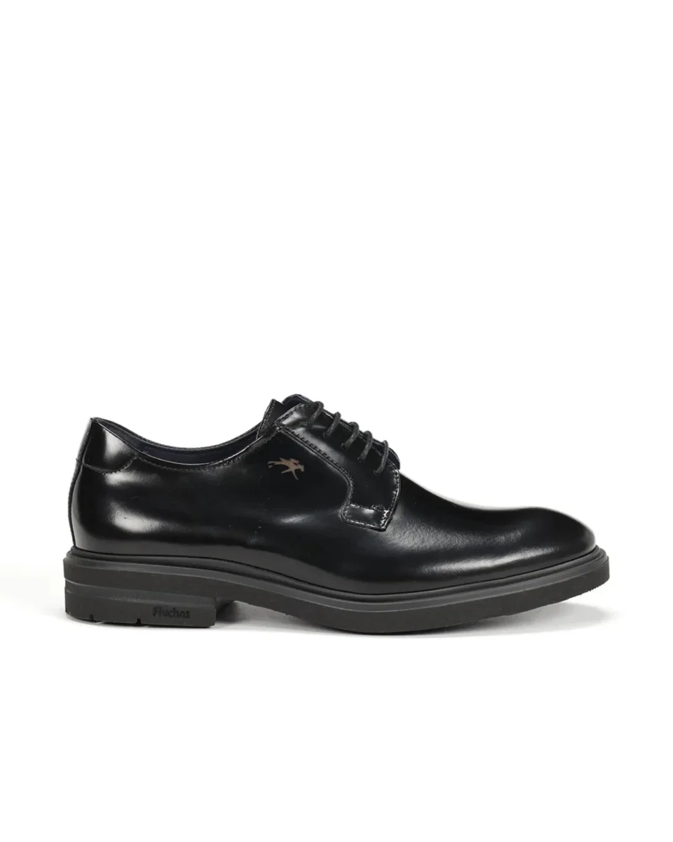 ZAPATO HOMBRE FLUCHOS COLOR FLORENTIC NEGRO LISO CON CORDONES F0631 BELGAS