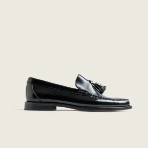 ZAPATO MOCASIN HOMBRE COSIDO A MANO NEGRO BORLAS 801 SUELA DE CUERO