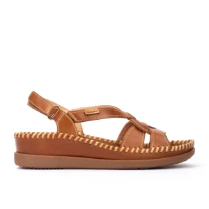 SANDALIA DE PIEL TRENZADA COLOR BRANDY PIKOLINOS W8K-1839