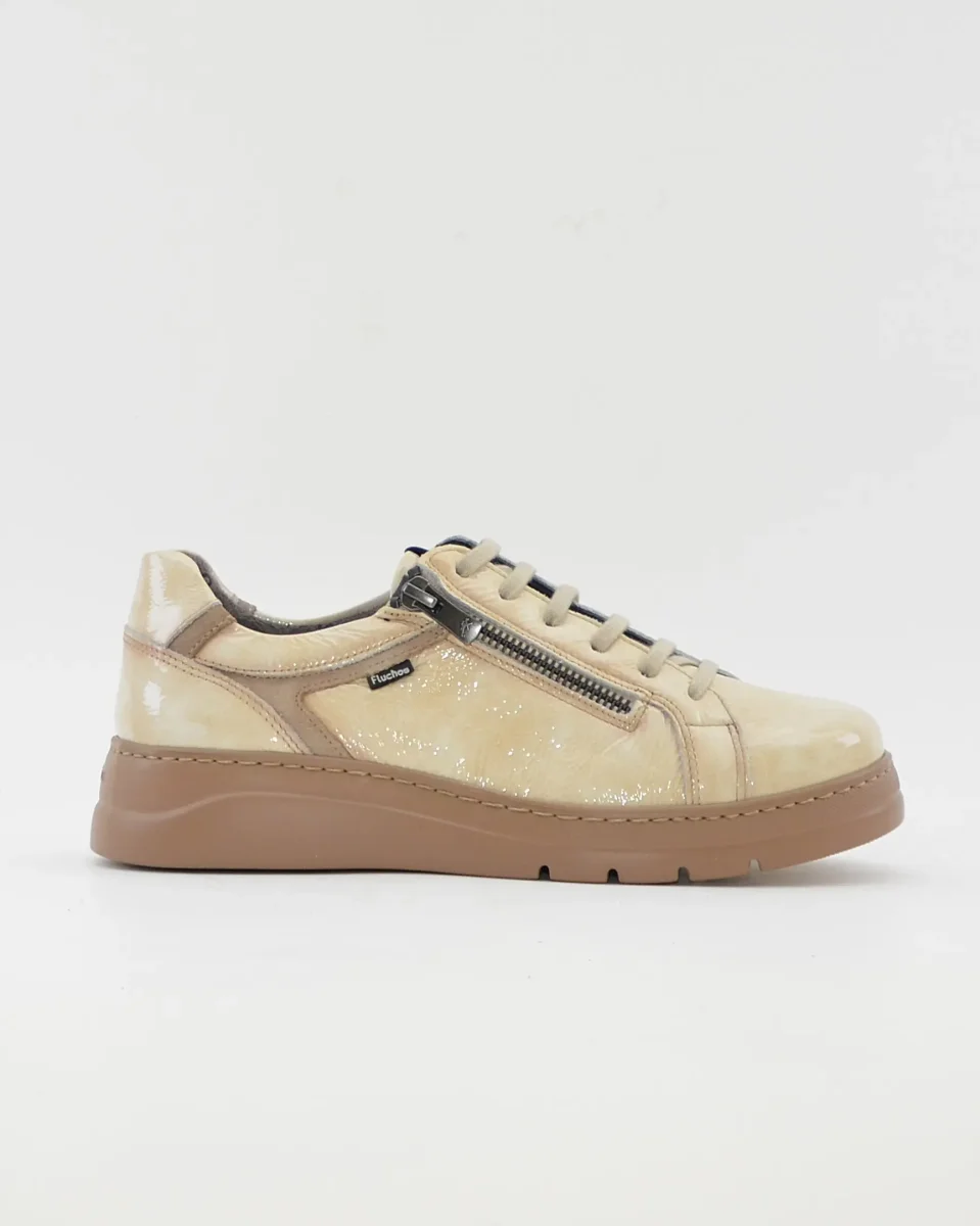 ZAPATO CASUAL MUJER PLANO FLUCHOS POMPASF1666 CHAROL BEIG