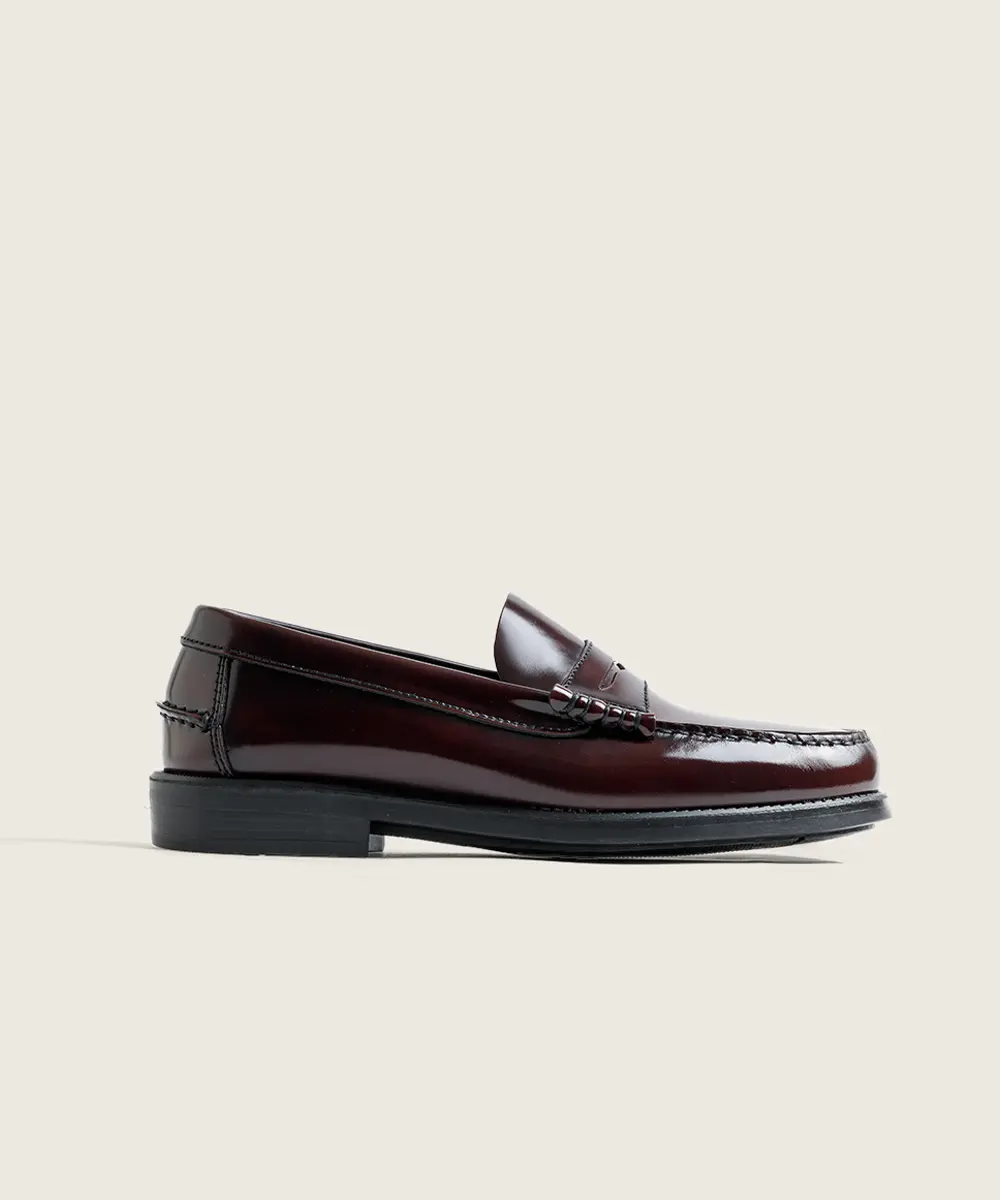 ZAPATO MOCASIN HOMBRE COSIDO A MANO BURDEOS ANTIFAZ 100 PISO DE GOMA