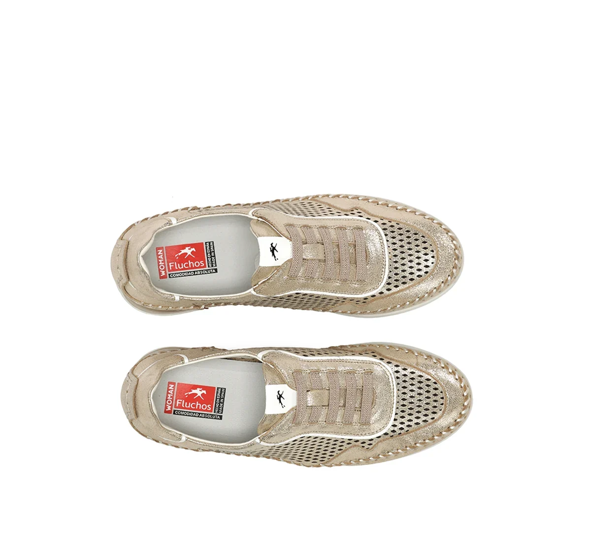 ZAPATO CASUAL MUJER CON ELÁSTICOS COLOR METALIZADO FLUCHOS SELLA F2249 OXIDO - Imagen 5