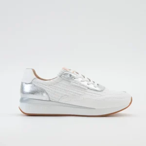 DEPORTIVO MUJER CORDON ELÁSTICO COLOR BLANCO Y PLATA DETALLE RAFIA THE HAPPY MONK VANITY 019