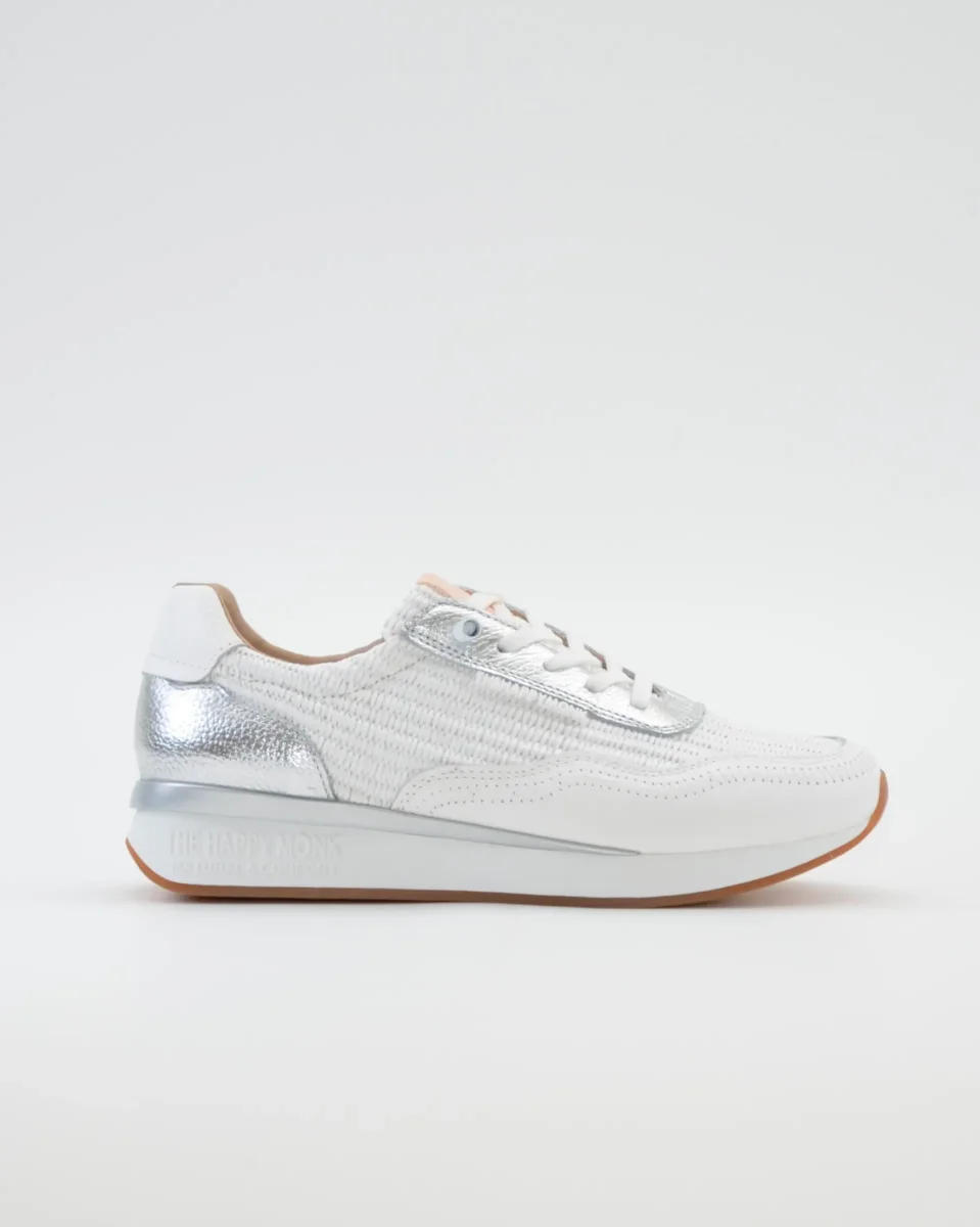 DEPORTIVO MUJER CORDON ELÁSTICO COLOR BLANCO Y PLATA DETALLE RAFIA THE HAPPY MONK VANITY 019