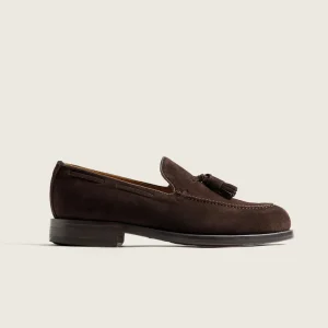 ZAPATO MOCASIN HOMBRE BORLAS TASSEL SERRAJE MARRON SUELA DE CUERO