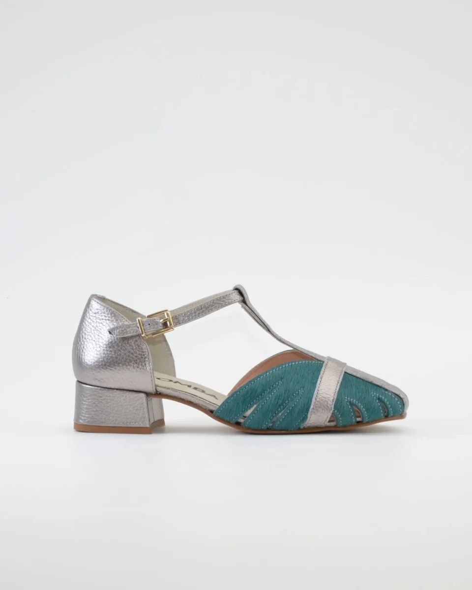 SANDALIA CANGREJERA MUJER COMBI PLATA VIEJA AZUL TURQUESA LACOMBA GAZANIA