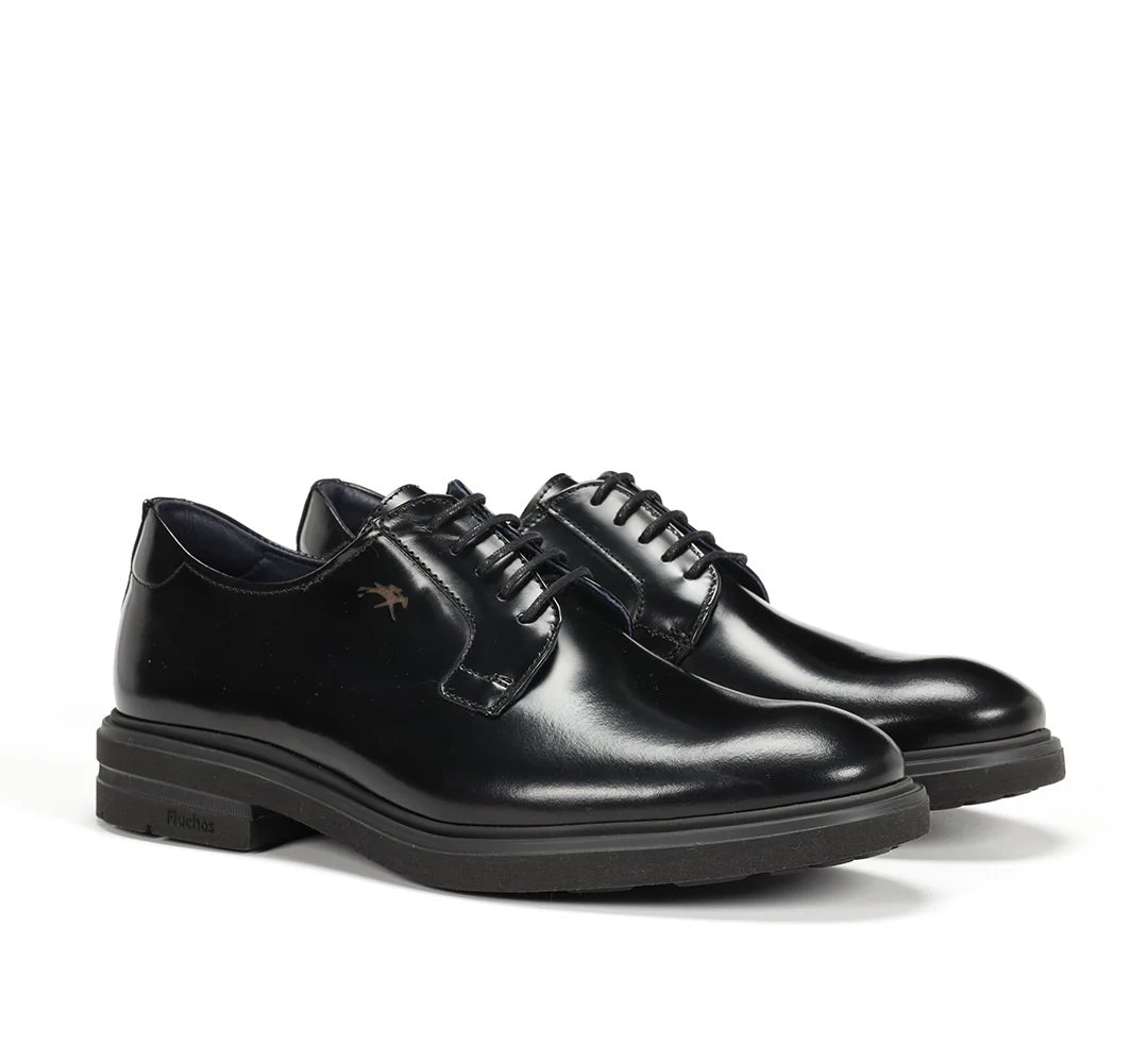 ZAPATO HOMBRE FLUCHOS COLOR FLORENTIC NEGRO LISO CON CORDONES F0631 BELGAS - Imagen 3