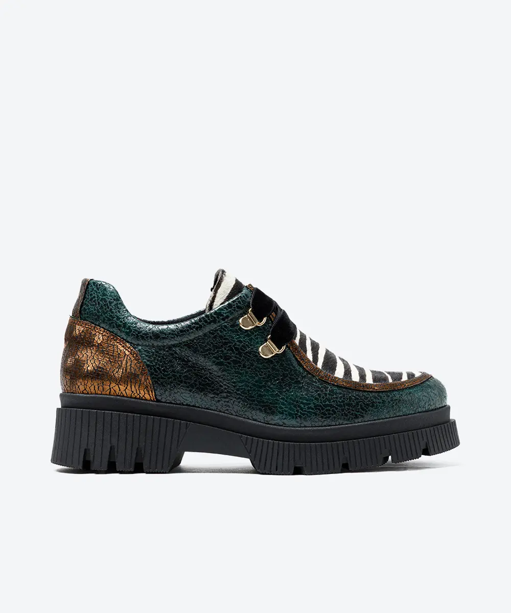 ZAPATO MUJER WALLABY VERDE ANIMAL PRINT LACOMBA CLEOME
