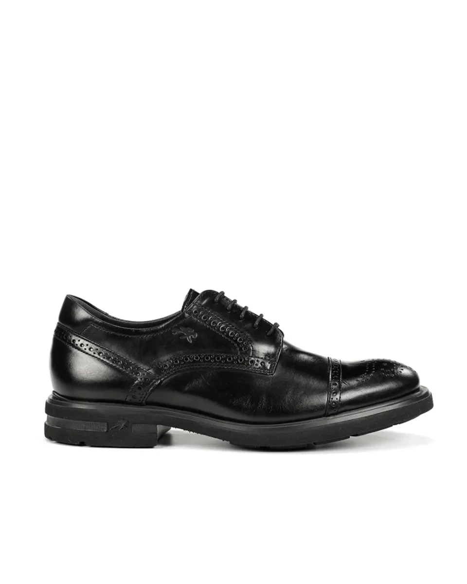 ZAPATO HOMBRE FLUCHOS COLOR NEGRO PICADO CON CORDONES F0629 BELGAS