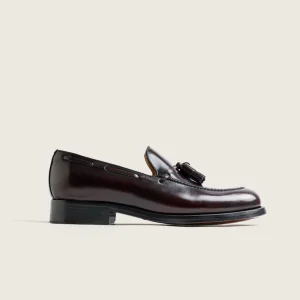 ZAPATO MOCASIN HOMBRE BORLAS TASSEL FLORENTIC SIRACH BURDEOS SUELA DE CUERO