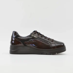 ZAPATO CASUAL MUJER PLANO FLUCHOS POMPASF1666 CHAROL CAFÉ