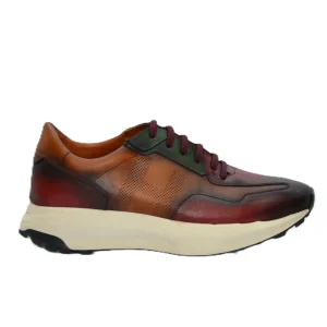 DEPORTIVO HOMBRE COMBINADO CUERO BURDEOS