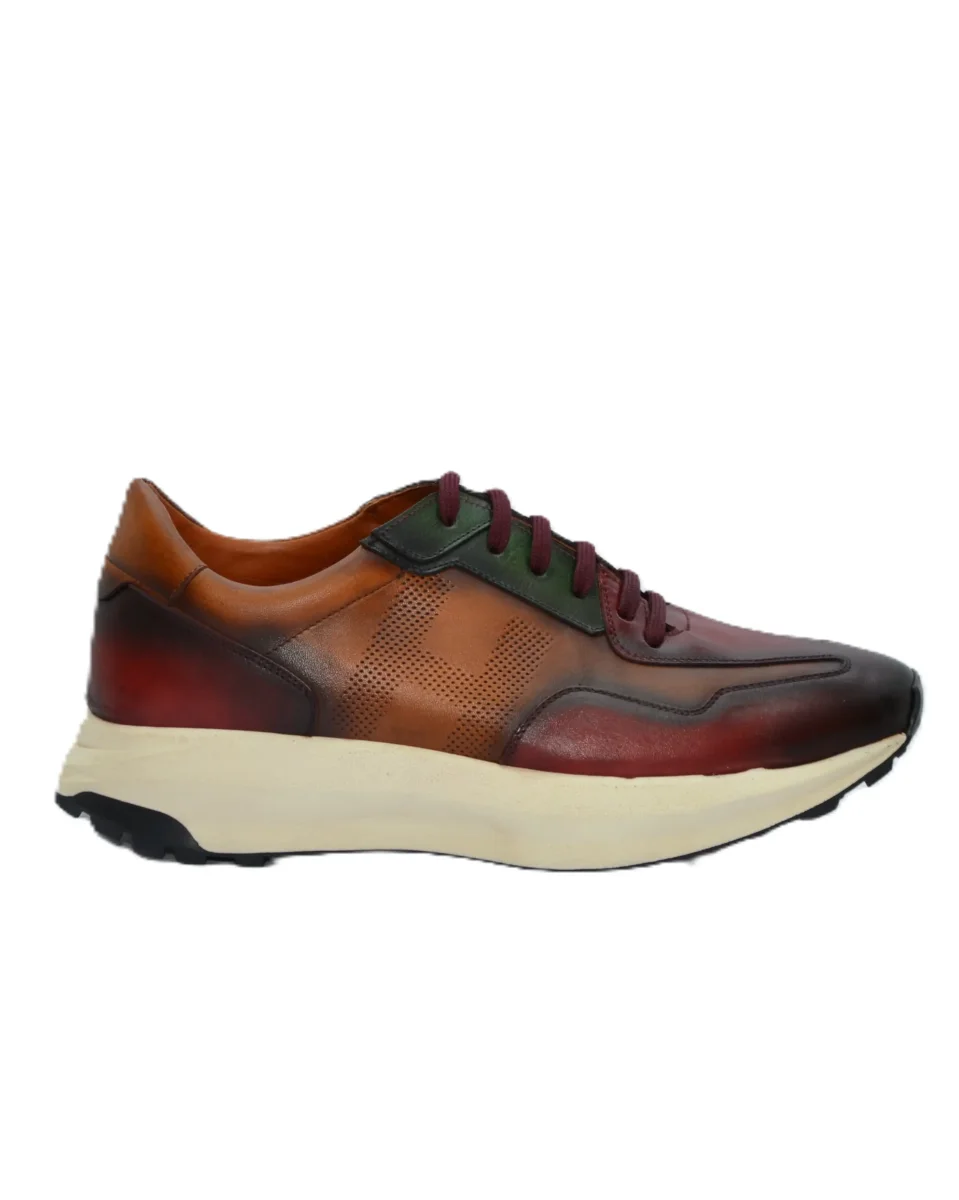 DEPORTIVO HOMBRE COMBINADO CUERO BURDEOS