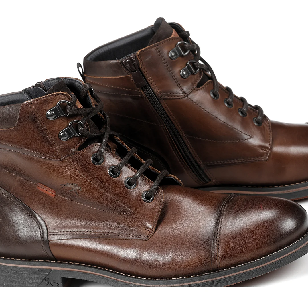 BOTA HOMBRE MARRON FLUCHOS CON CORDONES Y CREMALLERA F1342 TERRY HABANA CAMEL - Imagen 9