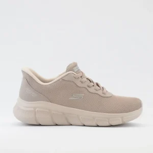 SNEAKERS MUJER SKECHERS 117324 TPE TAUPE CORDON ELÁSTICO SLIP-INS