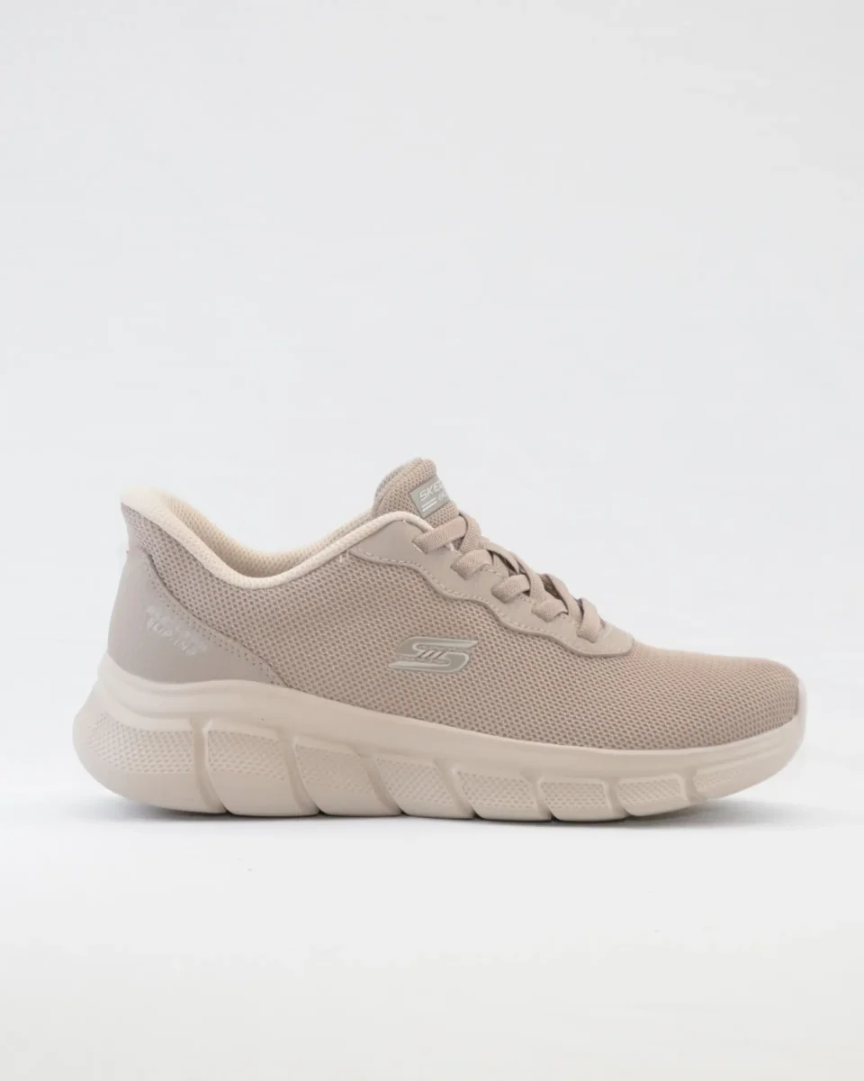 SNEAKERS MUJER SKECHERS 117324 TPE TAUPE CORDON ELÁSTICO SLIP-INS