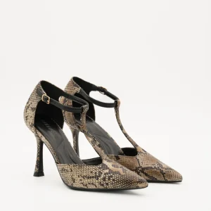 ZAPATOS DE TACON BEIGE B5471 SNAKE