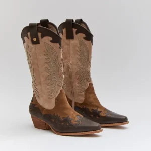 BOTA COWBOY MARRON CUERO BEIG A5168