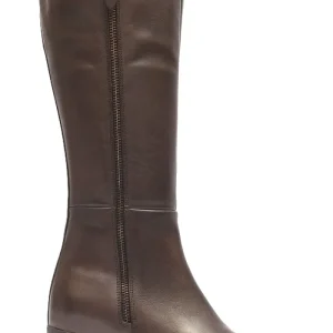 BOTA MUJER MARRON TACON CUADRADO  CREMALLERA Y ELÁSTICO LATERAL  L-1309