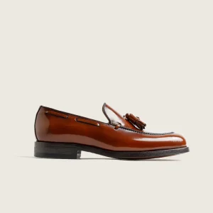 ZAPATO MOCASIN HOMBRE BORLAS TASSEL FLORENTIC CUERO TABAK SUELA DE CUERO
