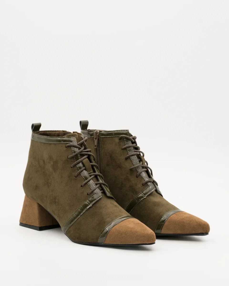 BOTINES TACON BAJO CORDON KAKY CUERO A5406