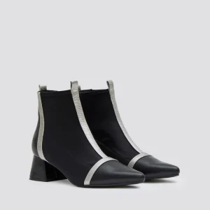 BOTIN PLANO LICRA NEGRO PLATA A3448