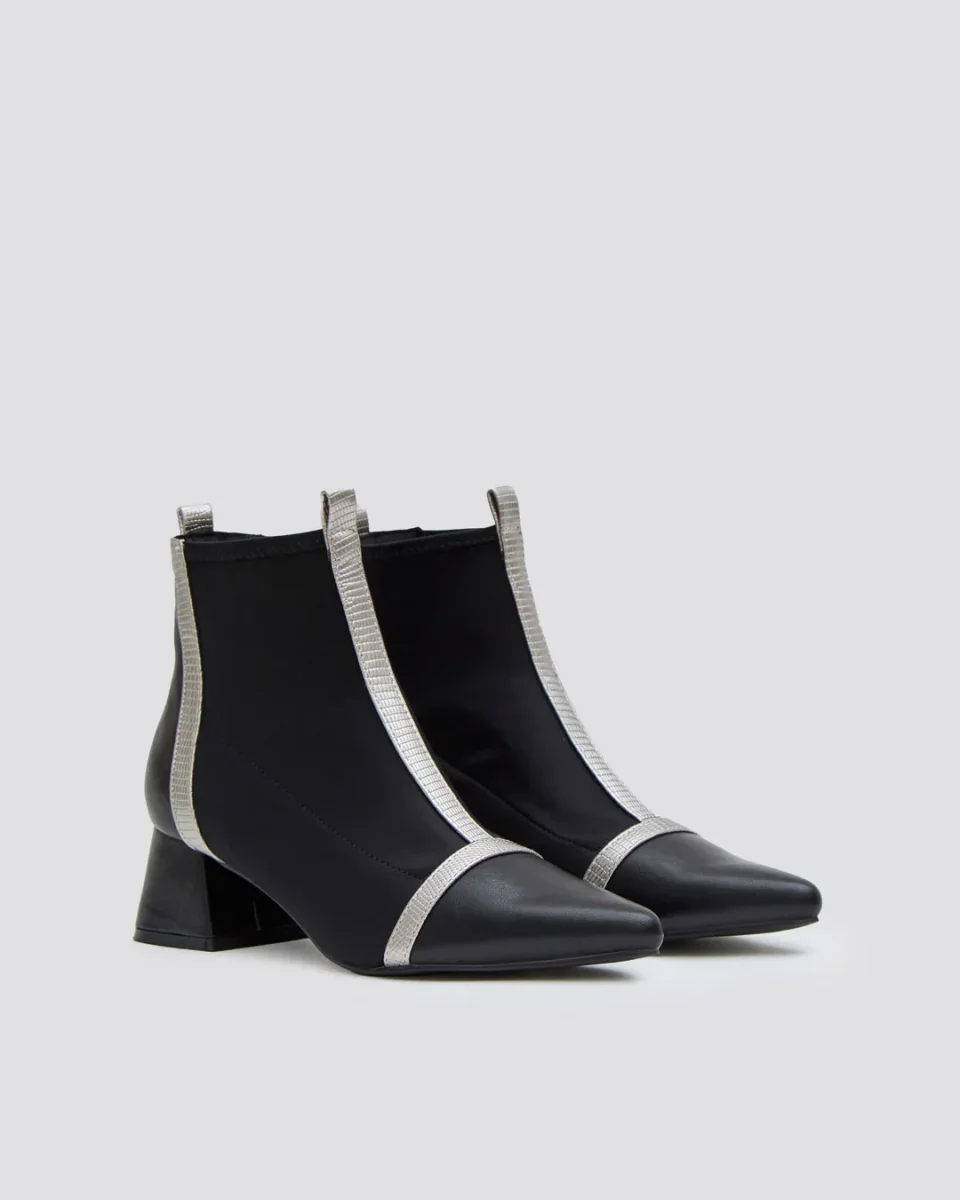 BOTIN PLANO LICRA NEGRO PLATA A3448