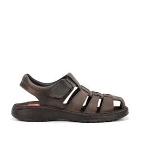 SANDALIA HOMBRE CERRADA COLOR MARRON CIERRE DE VELCRO FLUCHOS AZORES F2198