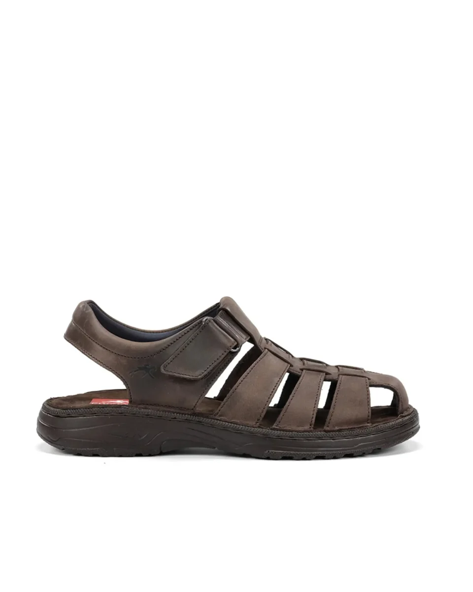 SANDALIA HOMBRE CERRADA COLOR MARRON CIERRE DE VELCRO FLUCHOS AZORES F2198