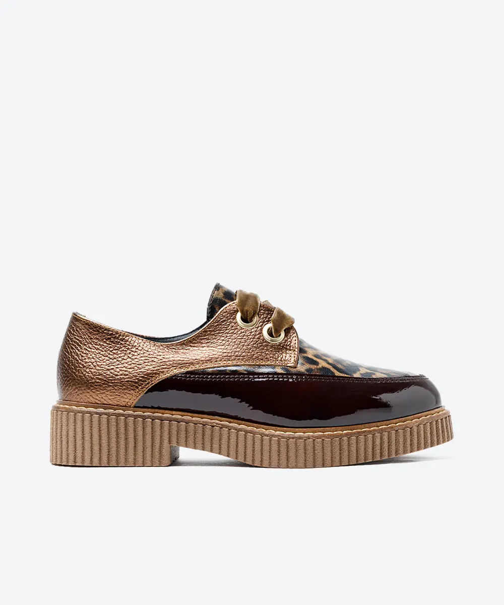 ZAPATO MUJER CORDON CHAROL MARRON ANIMAL PRINT LACOMBA ODARA
