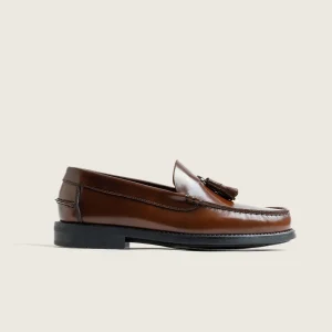 ZAPATO MOCASIN HOMBRE COSIDO A MANO CUERO BORLAS 101 PISO DE GOMA