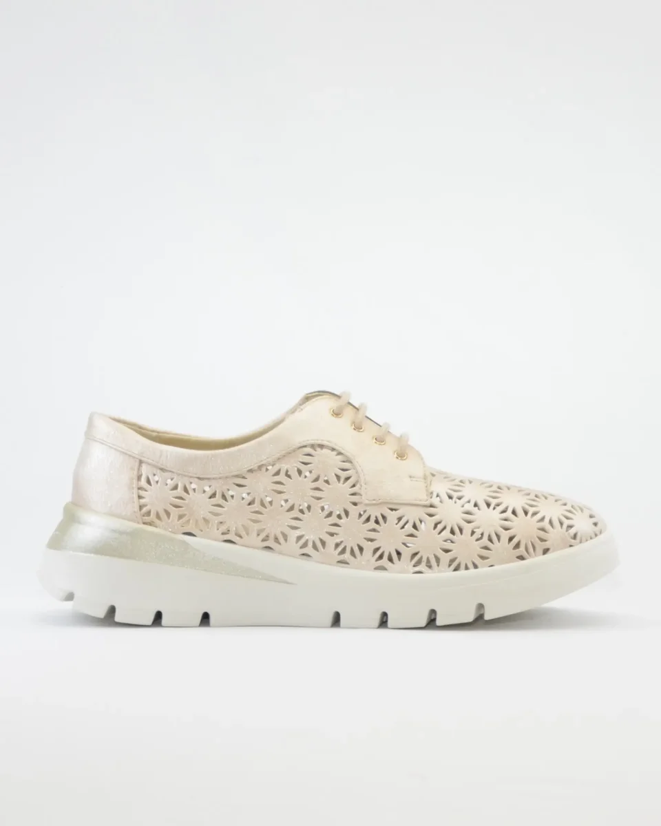 ZAPATO CASUAL MUJER CON CORDONES PITILLOS 11091 DORADO PLANTILLA EXTRAÍBLE