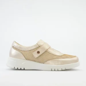 ZAPATO CASUAL MUJER CON VELCRO PITILLOS 20303 DORADO PLANTILLA EXTRAÍBLE