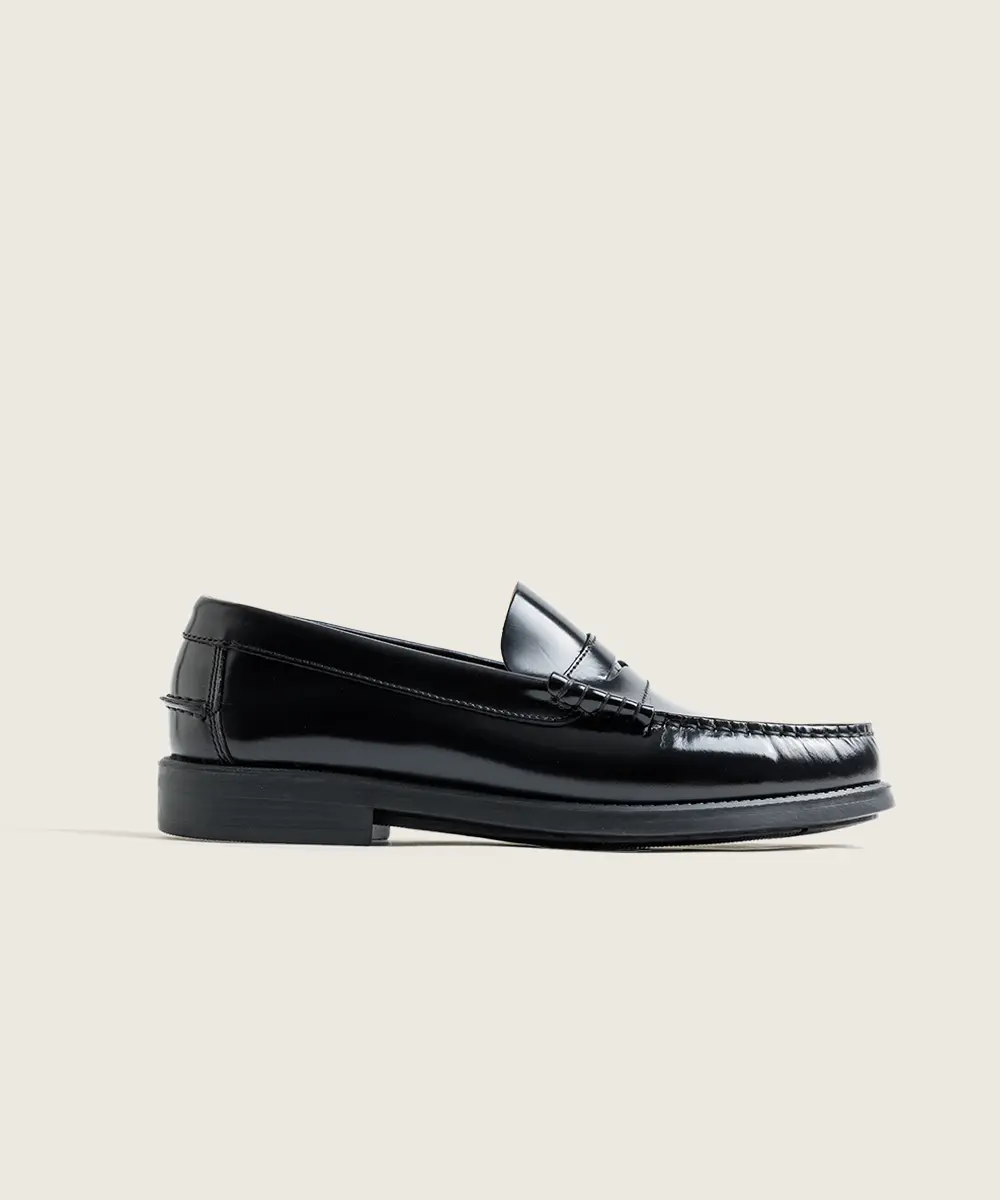 ZAPATO MOCASIN HOMBRE COSIDO A MANO NEGRO ANTIFAZ 100 PISO DE GOMA