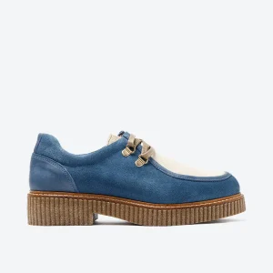 ZAPATO WALLABY SERRAJE AZUL POTRO BEIG LACOMBA IRIS