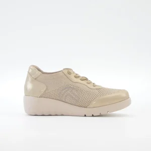 ZAPATO DE CORTE DEPORTIVO MUJER CON CUÑA Y CORDON ELASTICO TREINTAS L4569 BEIGE
